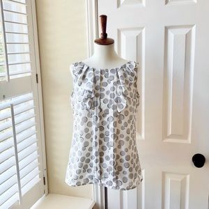 LOFT Polka Dot Ruffle Sleeveless Top